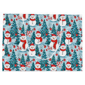 Sneeuwman op een winterdag Kerstmis Gepersonalisee Groot Cadeauzakje (Achterkant)