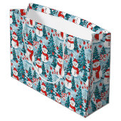 Sneeuwman op een winterdag Kerstmis Gepersonalisee Groot Cadeauzakje (Achterkant Gekanteld)
