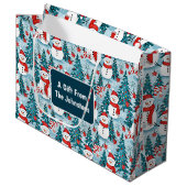 Sneeuwman op een winterdag Kerstmis Gepersonalisee Groot Cadeauzakje (Voorkant Gekanteld)
