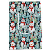 Sneeuwman op een winterdag Kerstmis Gepersonalisee Medium Cadeauzakje (Achterkant)