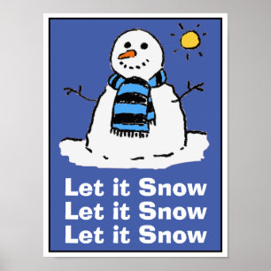 Sneeuwman op een zonnige winterdag. Christmas Poster