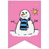 Sneeuwman op een zonnige winterdag Kerstmis Vlaggetjes (Tweede vlag)