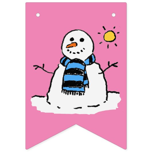 Sneeuwman op een zonnige winterdag Kerstmis Vlaggetjes (Tweede vlag)