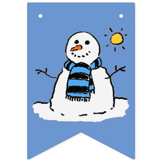 Sneeuwman op een zonnige winterdag Kerstmis Vlaggetjes (Eerste vlag)