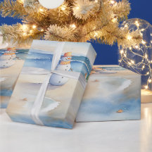 Sneeuwman op het strand inpakpapier