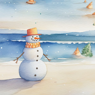 Sneeuwman op het strand inpakpapier