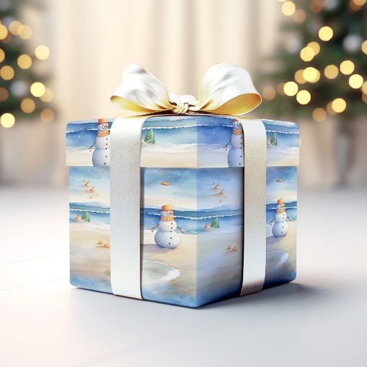 Sneeuwman op het strand inpakpapier