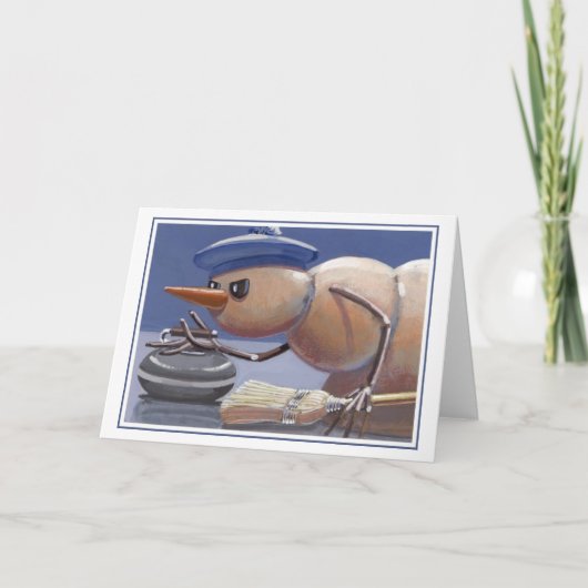 Sneeuwman op ijskrullende blanke Kaart (Voorkant)