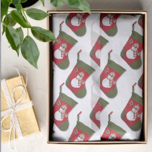 Sneeuwman op kerstkous tissuepapier