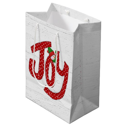 Sneeuwman Op Kerstvreugde Medium Cadeauzakje (Voorkant Gekanteld)