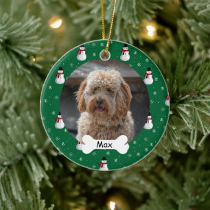 Sneeuwman op maat huisdier puppy hond foto keramisch ornament