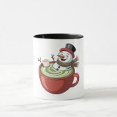 Sneeuwman op Matcha Badkuip Grappig Kerstmis  Mok (Midden)