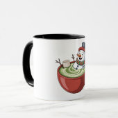Sneeuwman op Matcha Badkuip Grappig Kerstmis  Mok (Voorkant links)
