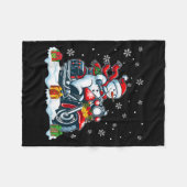 Sneeuwman op motorfiets Kerst Biker Grappig Te Fleece Deken (Voorkant (Horizontaal))