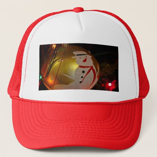 Sneeuwman Ornament met Vorst Trucker Pet (Voorkant)