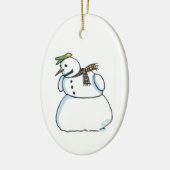 Sneeuwman ovale keramische versiering keramisch ornament (Links)