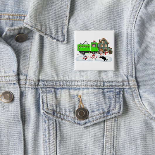 Sneeuwman overleeft de poeppatrouille vierkante button 5,1 cm (In situ)