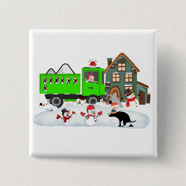 Sneeuwman overleeft de poeppatrouille vierkante button 5,1 cm