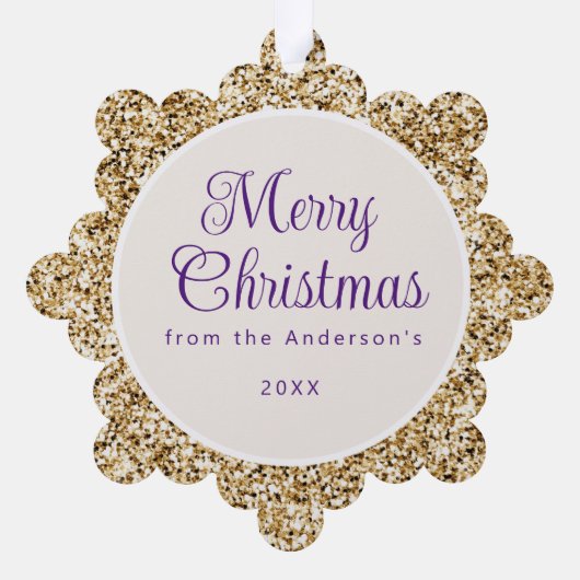 Sneeuwman Paarse Goud Groen Vrolijk Kerstfeest Gro Ornament Kaart (Achterkant)