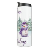 Sneeuwman Paarse Kerst Wortel Neus Sjaal Winter Thermosbeker (Geroteerd rechts)