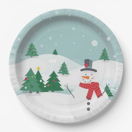 Sneeuwman papieren bord (Voorkant)