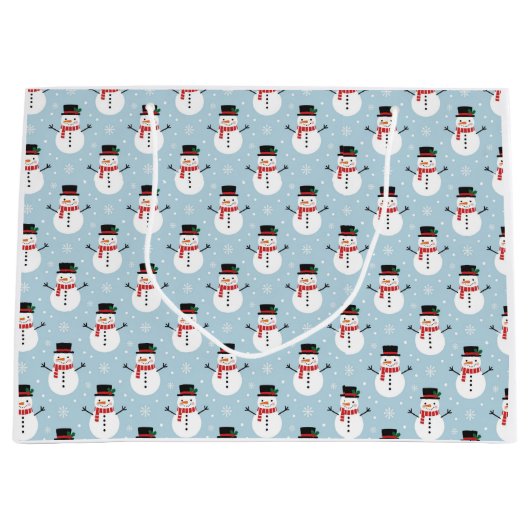 Sneeuwman patroon groot cadeauzakje (Voorkant)