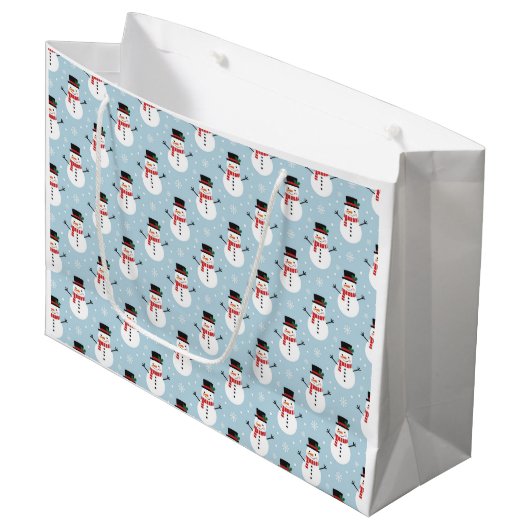 Sneeuwman patroon groot cadeauzakje (Voorkant Gekanteld)