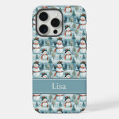 Sneeuwman Patroon Hoesje met Eigen Naam iPhone Hoesje (Achterkant)
