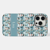 Sneeuwman Patroon Hoesje met Eigen Naam iPhone Hoesje (Achterkant horizontaal)