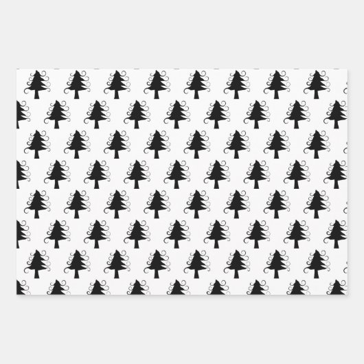 Sneeuwman Patterns Curly Trees Neutral Christmas Inpakpapier Vel (Voorkant 3)