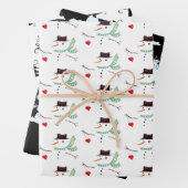 Sneeuwman Patterns Curly Trees Neutral Christmas Inpakpapier Vel (In situ)