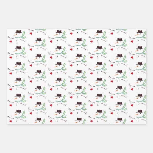 Sneeuwman Patterns Curly Trees Neutral Christmas Inpakpapier Vel (Voorkant)