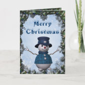 Sneeuwman & Pauw Veer Grens Kerst Kaart (Voorkant)