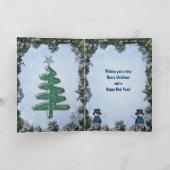 Sneeuwman & Pauw Veer Grens Kerst Kaart (Binnen)