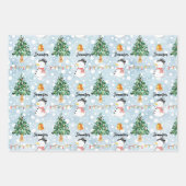 Sneeuwman Personaliseer Naam 3 Kerstmis Inpakpapier Vel (Voorkant 3)