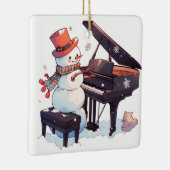 Sneeuwman Piano spelen Keramisch Ornament (Rechts)