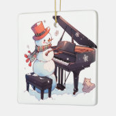 Sneeuwman Piano spelen Keramisch Ornament (Links)