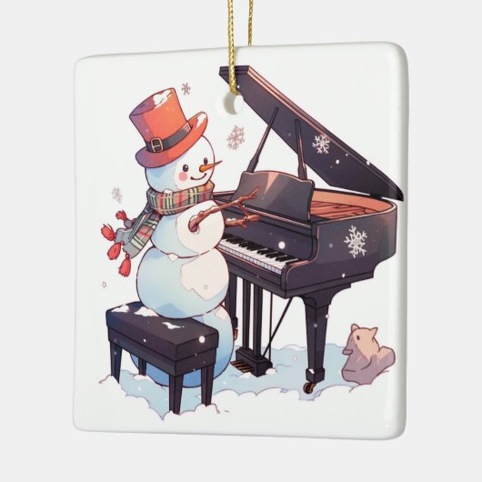 Sneeuwman Piano spelen Keramisch Ornament (Links)