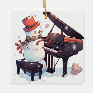 Sneeuwman Piano spelen Keramisch Ornament