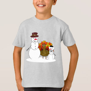 Sneeuwman Pilgrim Thanksgiving T-shirt