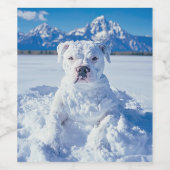 Sneeuwman Pitbull Puppy Dog Grand Tetons Gift Labe Wijn Etiket (Enkel label)