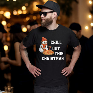 Sneeuwman Pizza Kerstmis T-shirt
