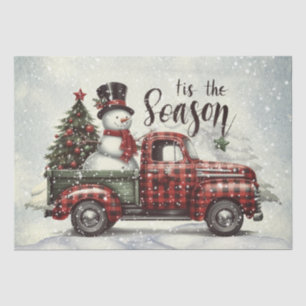 Sneeuwman Plaid Truck Waterverf Winterkerst Tissuepapier