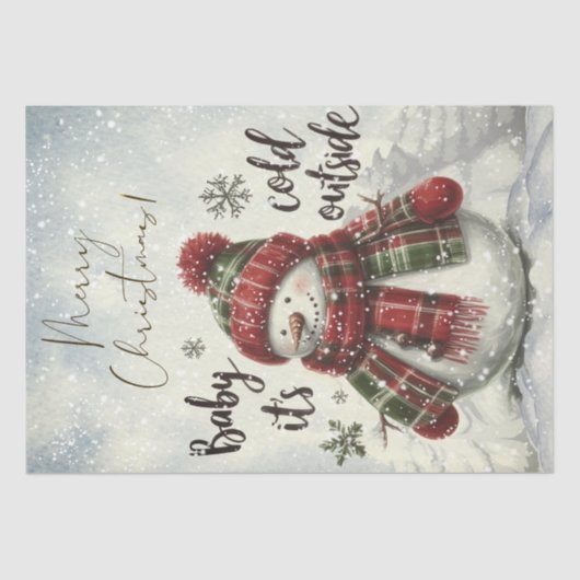 Sneeuwman Plaid Winter Christmas Tissue Paper Tissuepapier (Voorkant)