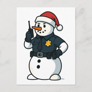 Sneeuwman Politieagent Kerstmis 2026 Vakantie Wet Briefkaart