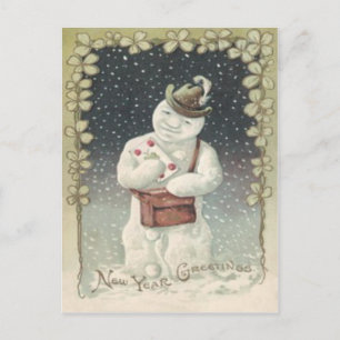 Sneeuwman Postbode Brief Sneeuw Klaver Briefkaart