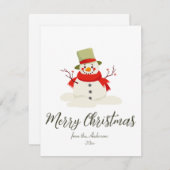 Sneeuwman Prettig Kerstfeest Eenvoudig Schattig Mo Feestdagenkaart (Voorkant / Achterkant)