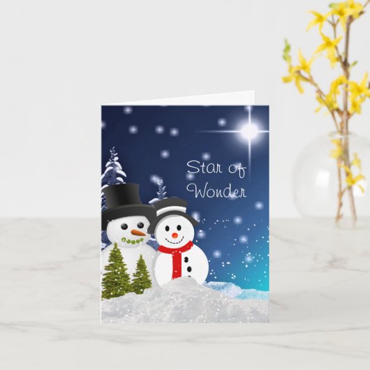 Sneeuwman Prettig kerstfeest kerstwens  Kaart (Gele Bloem)