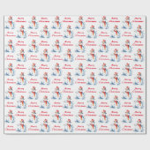Sneeuwman Prettig kerstfeest Patroon Cadeaupapier (Vlak)