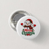 Sneeuwman Prettig kerstfeest  Ronde Button 3,2 Cm (Voorkant /achterkant)